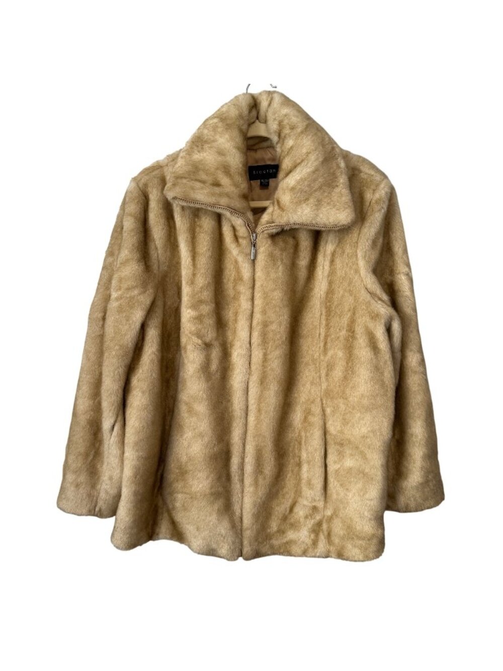 Braetan Womens Faux Fur Jacket Beige Size 18/20 With Full Zip Front Lined